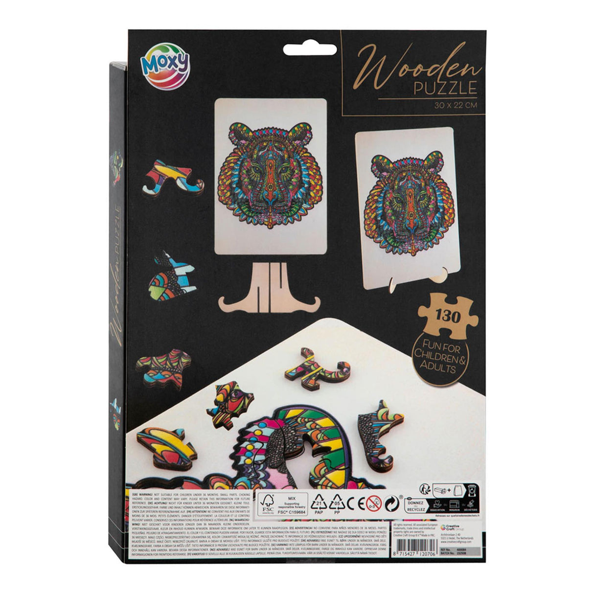 Gruppo artigianale creativo in legno puzzle tigre 130st.