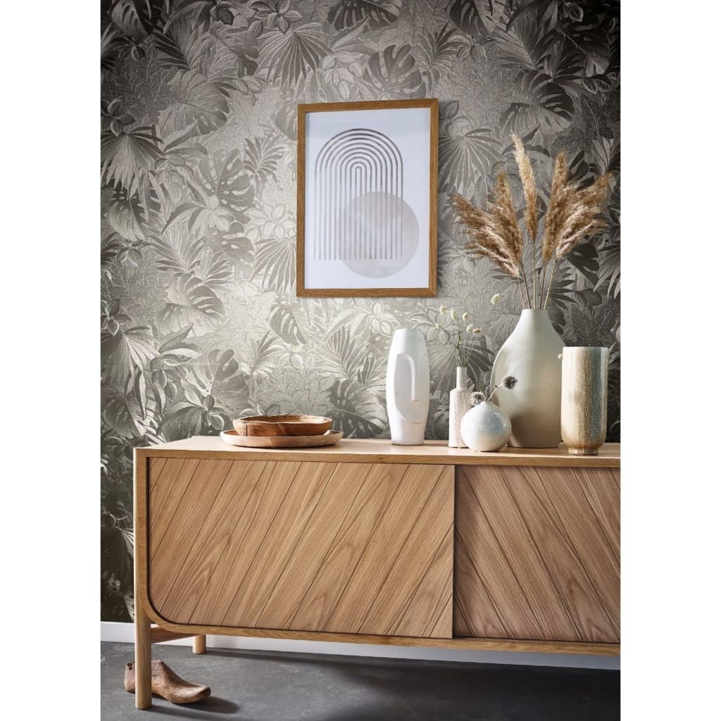 Тапет за северна стена botanica големи листа металик