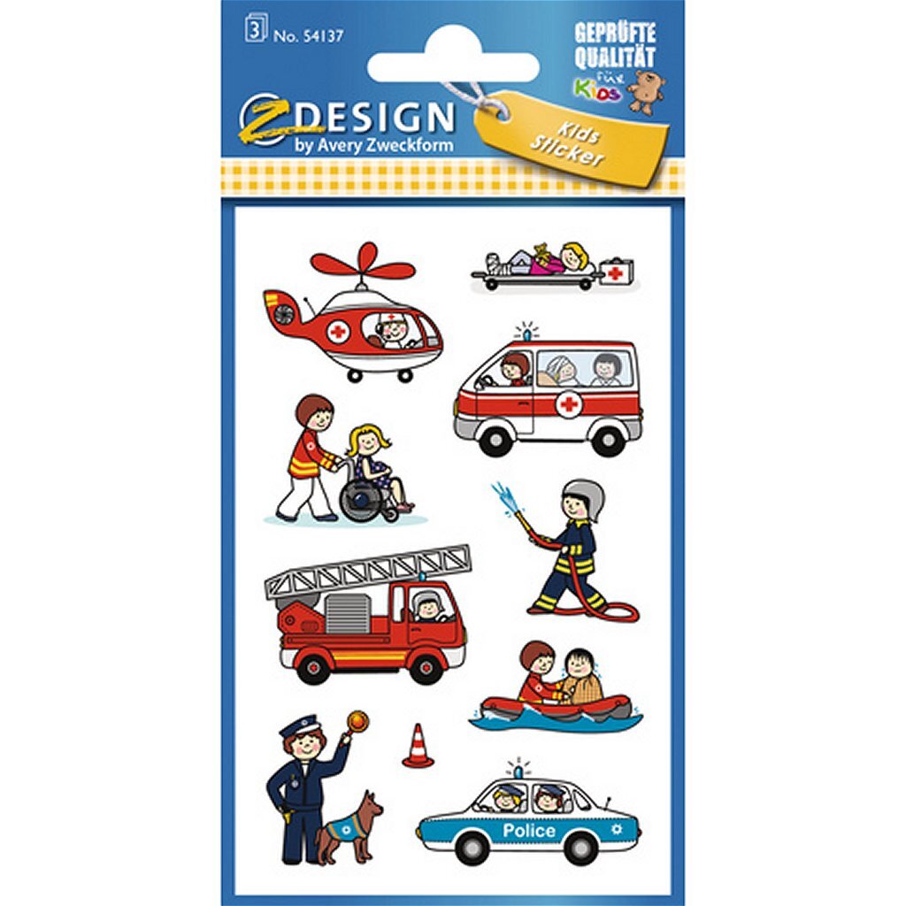 Avery av-54137 z-design kids stickers emergency services 3 sheets