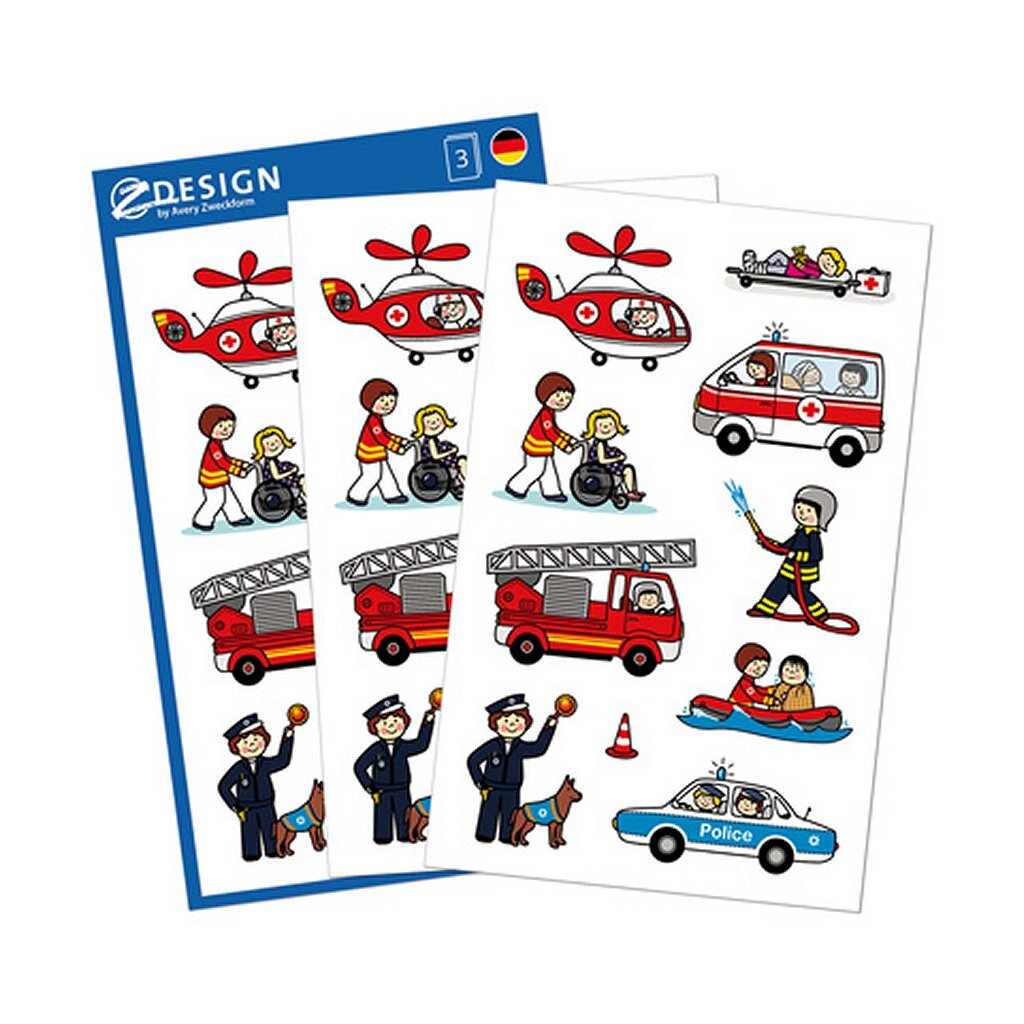 Avery av-54137 z-design kids stickers emergency services 3 sheets