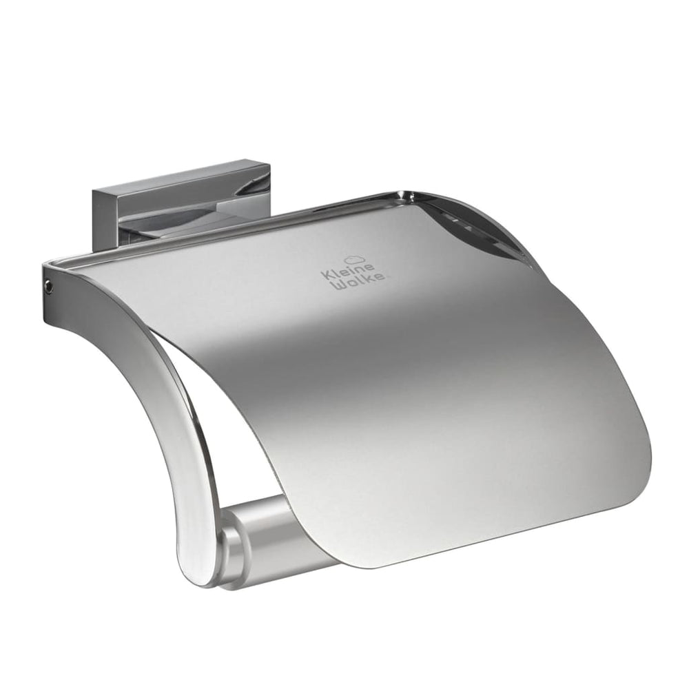Small Wolke toilet roll holder with lid meo silver colored