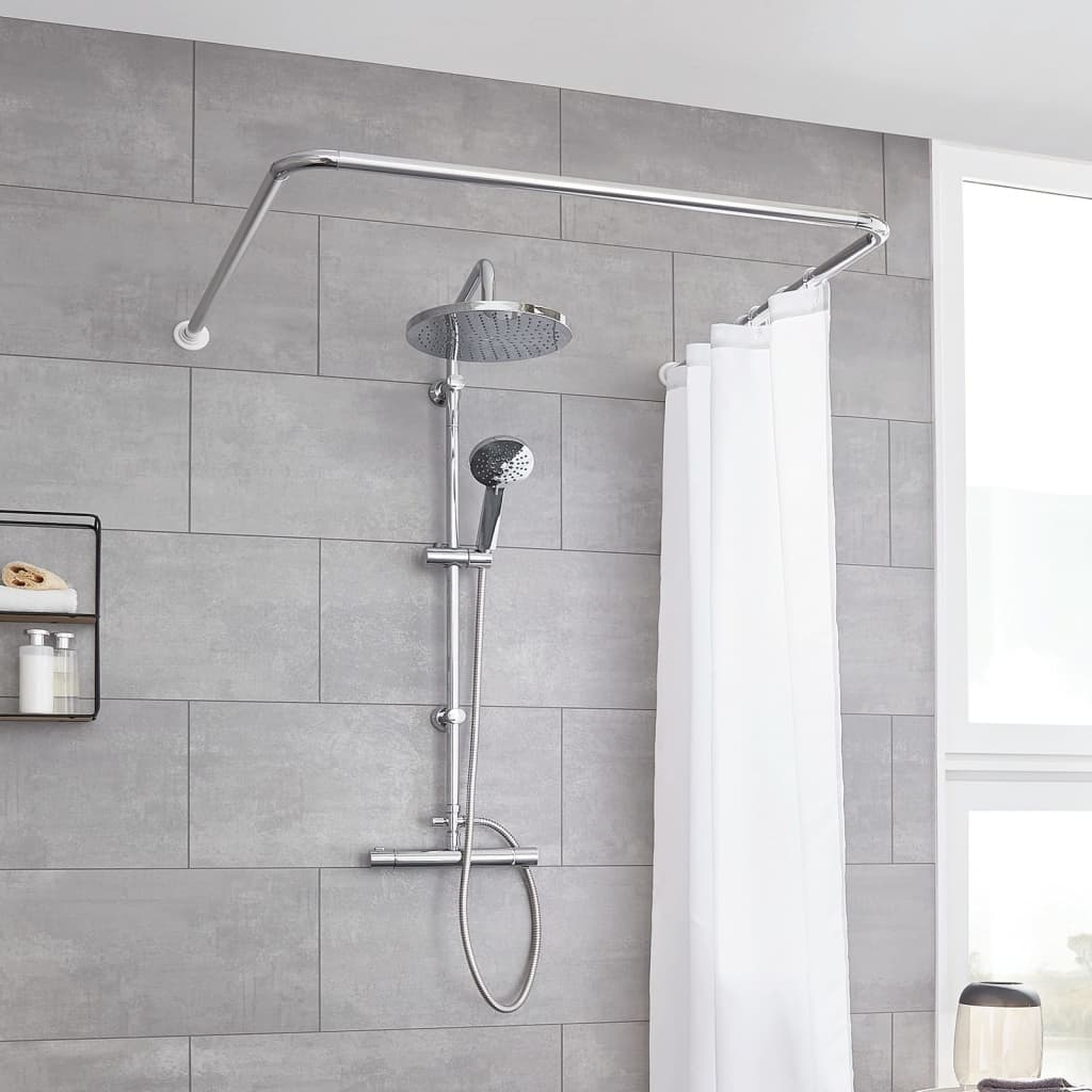Small Wolke shower curtain rod universal 3 sizes chrome-colored