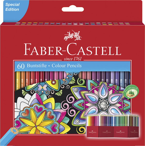 Faber Castell FC-111260 faarweg Bläistëft Faber-Castell Schlass sechseckeg Kartong Bleistift Case 60 Stéck