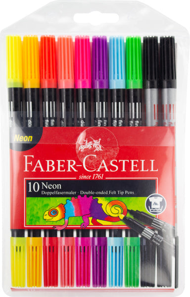 Faber castell fc-151109 Filzstift Duo Neon Faarwen am Fall 10 Stéck