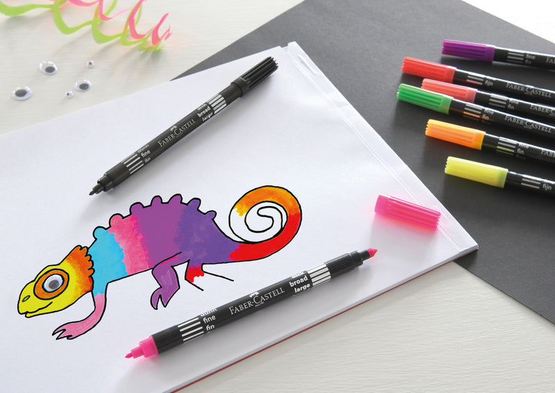 Faber castell fc-151109 Filzstift Duo Neon Faarwen am Fall 10 Stéck