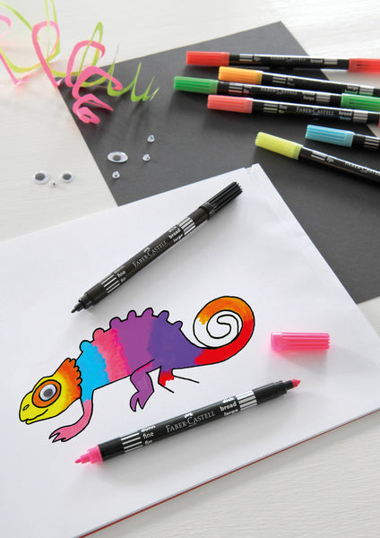 Faber castell fc-151109 Filzstift Duo Neon Faarwen am Fall 10 Stéck
