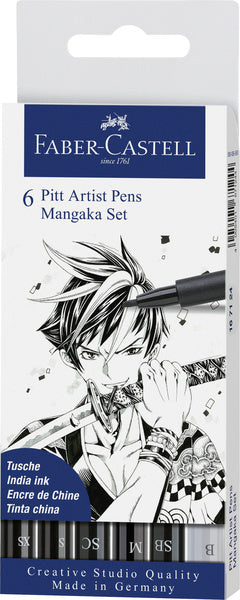 Faber Castell FC-167124 risalno pero Faber-Castell Pitt Artist Pen Mangaka 6-delna peresnica črna