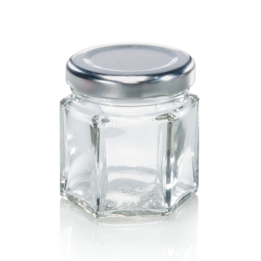 Leifheit 3208 Marmeladenglas sechseckig 47 ml Glas silber