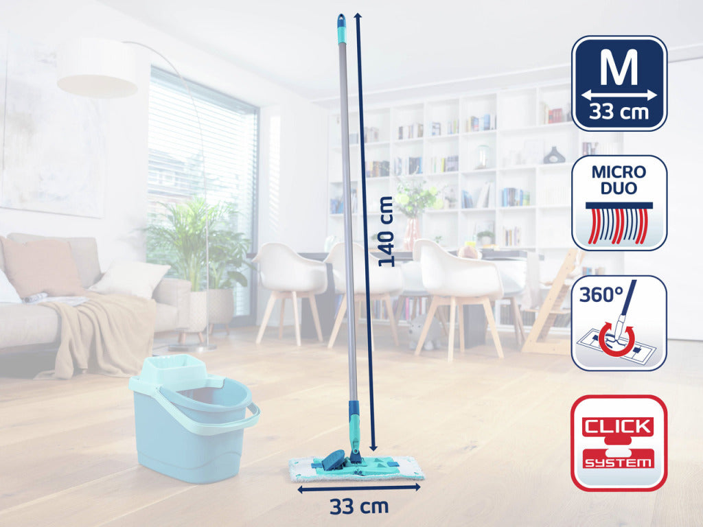 Leifheit 55511 essuie-sol powerclean m 33 avec manche 140cm