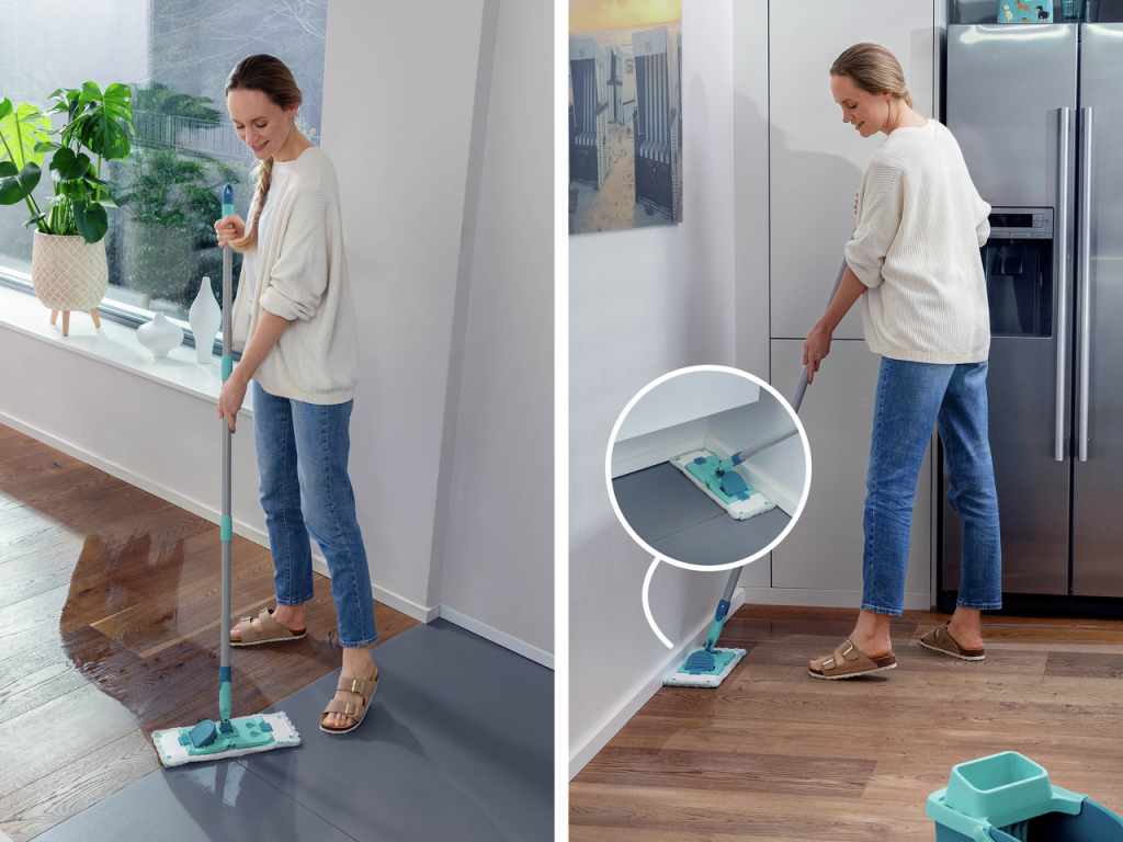 Leifheit Leifheit 55515 Powerclean Floor Wiper M 33 cm kompletní systém se 140 cm Micro Duo s utěrkou Extra Micro Duo zdarma