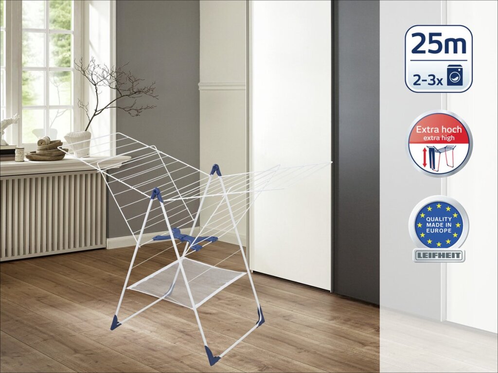 Leifheit 81409 classic 250 flex drying rack white blue