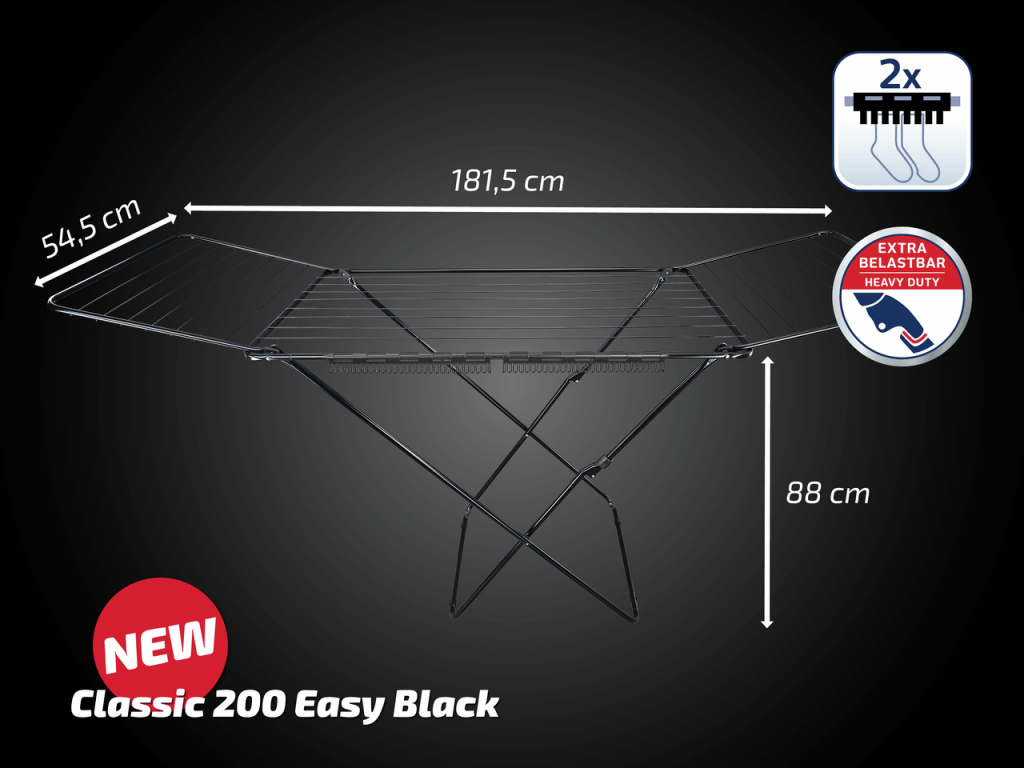 Leifheit 81696 classic 200 easy droogrek zwart