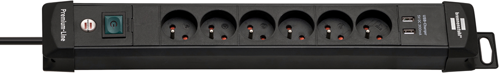 Brennenstuhl premium-line stekkerdoos met usb | 6-voudig | zwart | 3m h05vv-f 3g1,5 | fr be - 1951164602