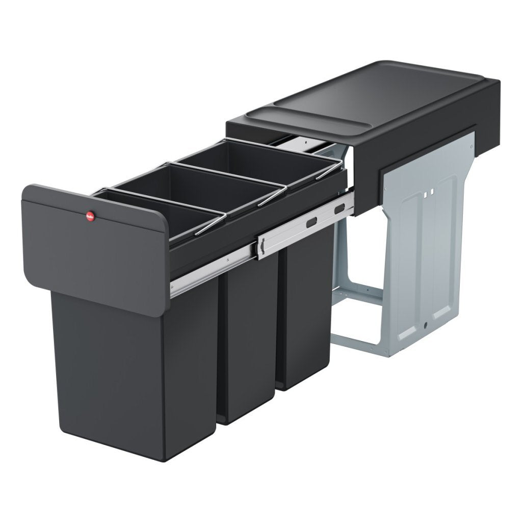Hailo 0310-300 Ecoline Design Trio l Biner de desechos incorporado 3x10L Negro