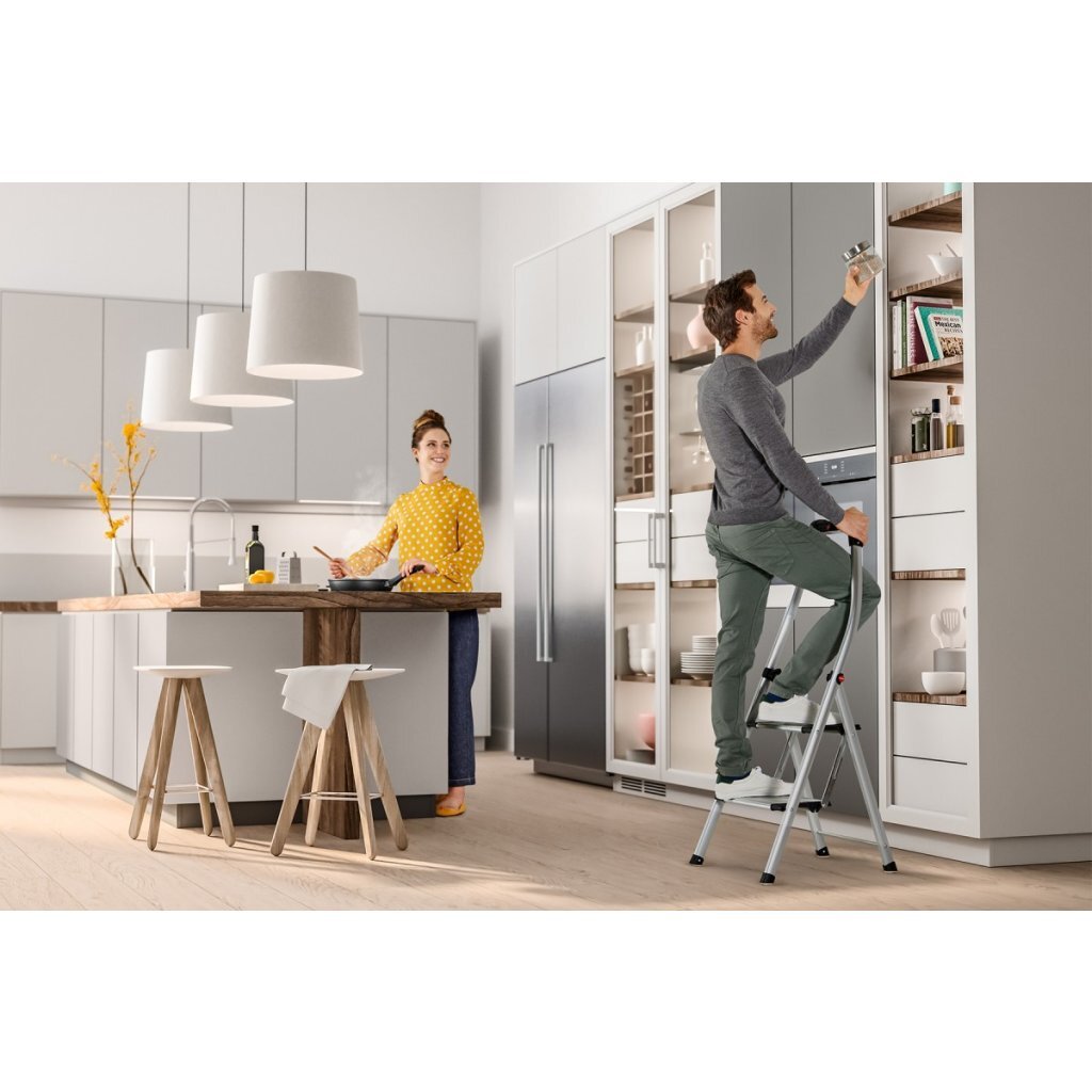 Hailo 4302-301 k100 viršutinės linijos laiptai 2 laipteliai sidabriniai juodi