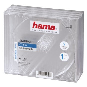 Hama Boîte à CD transparente, paquet de 5
