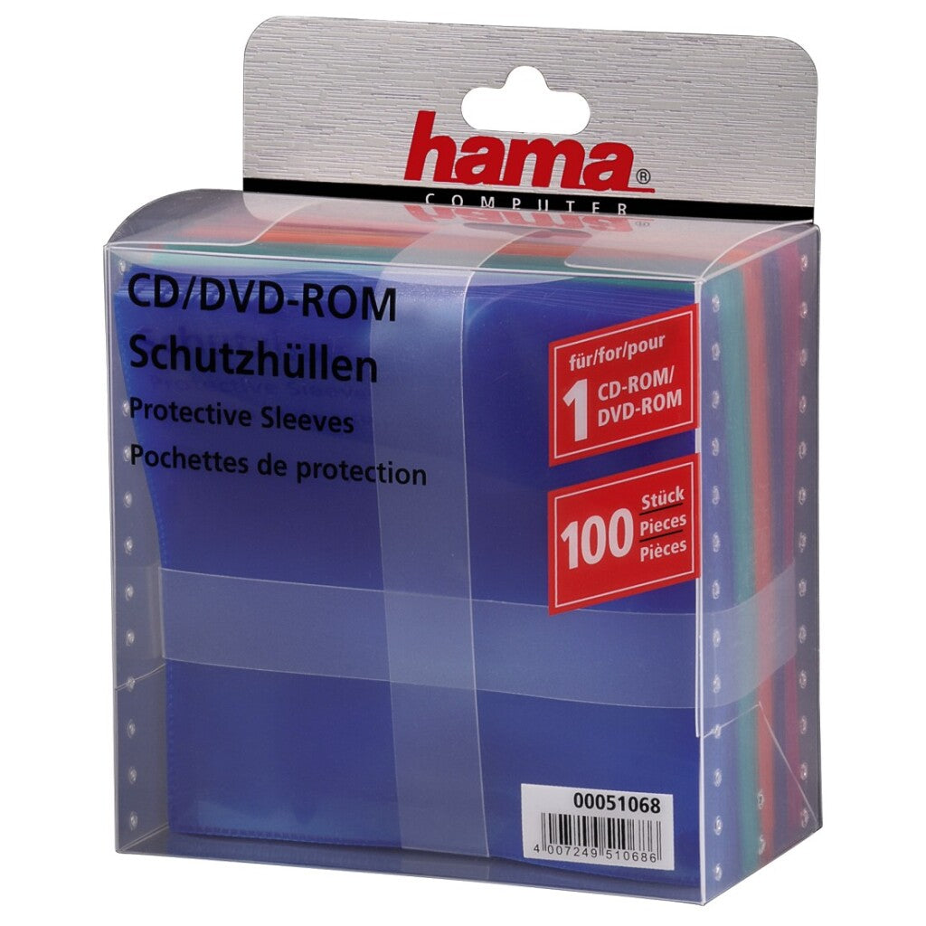 Hama CD-DVD-Blu-ray-PP-Hüllen, 100er-Pack, mehrfarbig