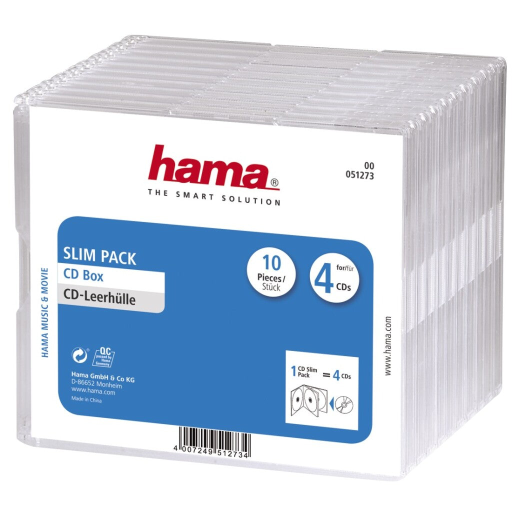 Boîtes de CD Hama #039;slim-pack #039;4 par 10