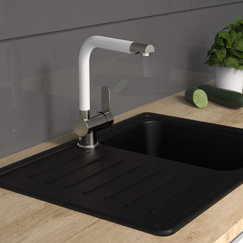 Jednootvorová batéria Schütte s vysokým výtokom rio nerez matná biela