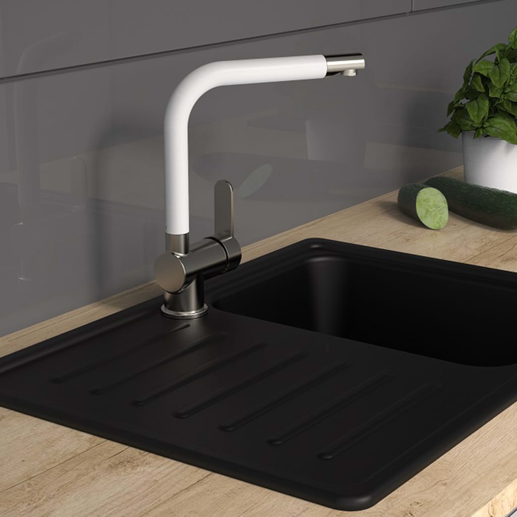 Jednootvorová batéria Schütte s vysokým výtokom rio nerez matná biela