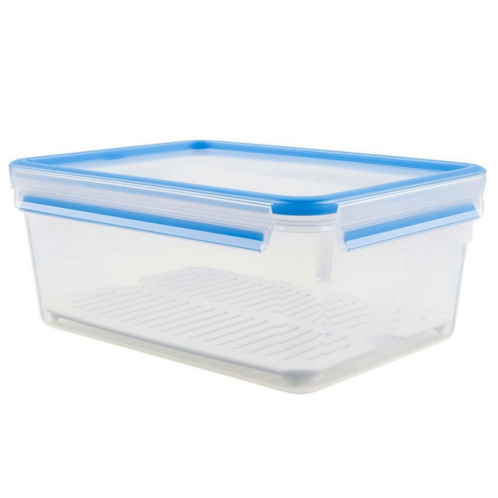 Emsa 512888 clip-close food storage box + defrosting rack 3.7l blue
