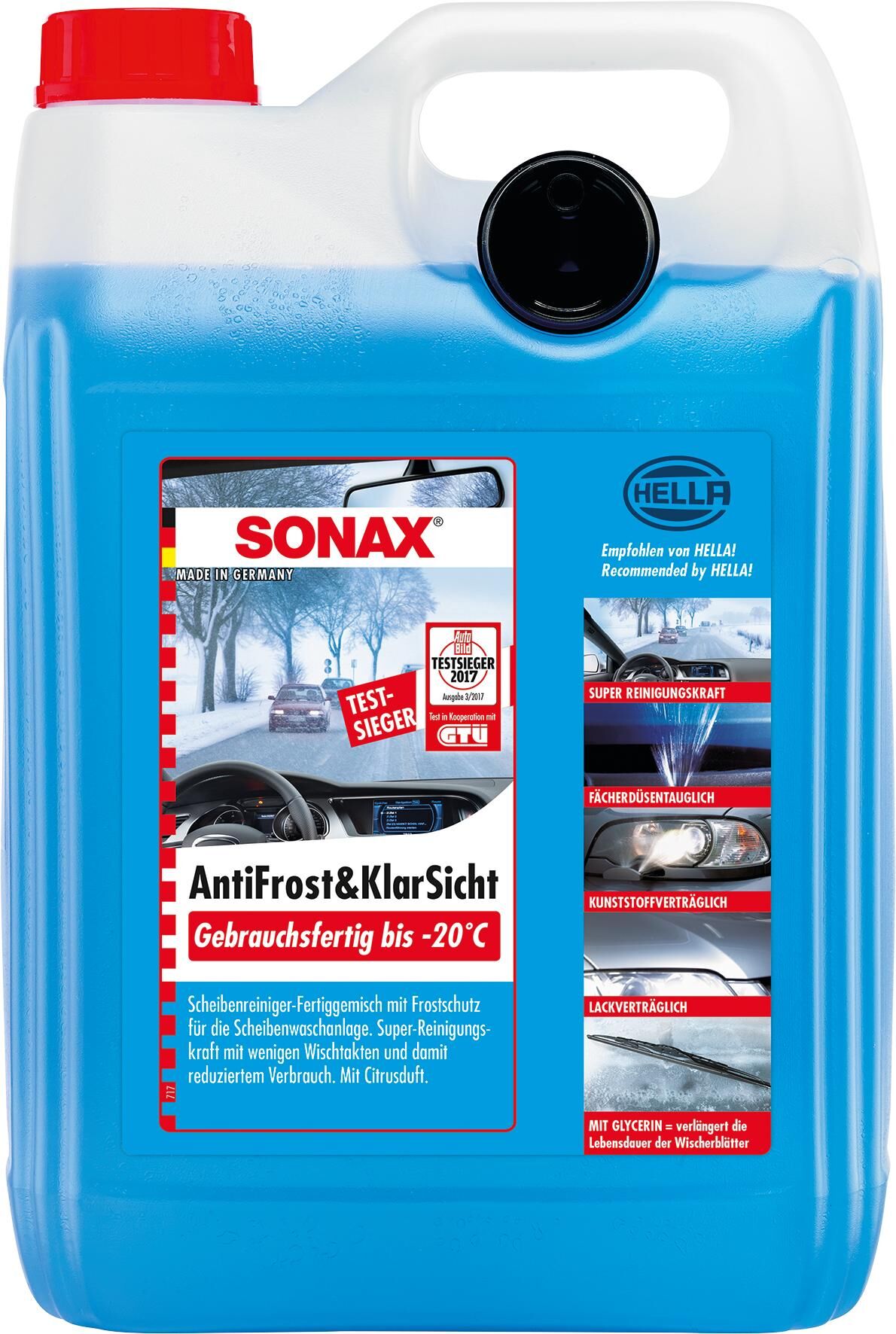 Sonax windscreen fluid anti-freeze antifrost klarsicht anti-rust and clear view 5 ltr. done