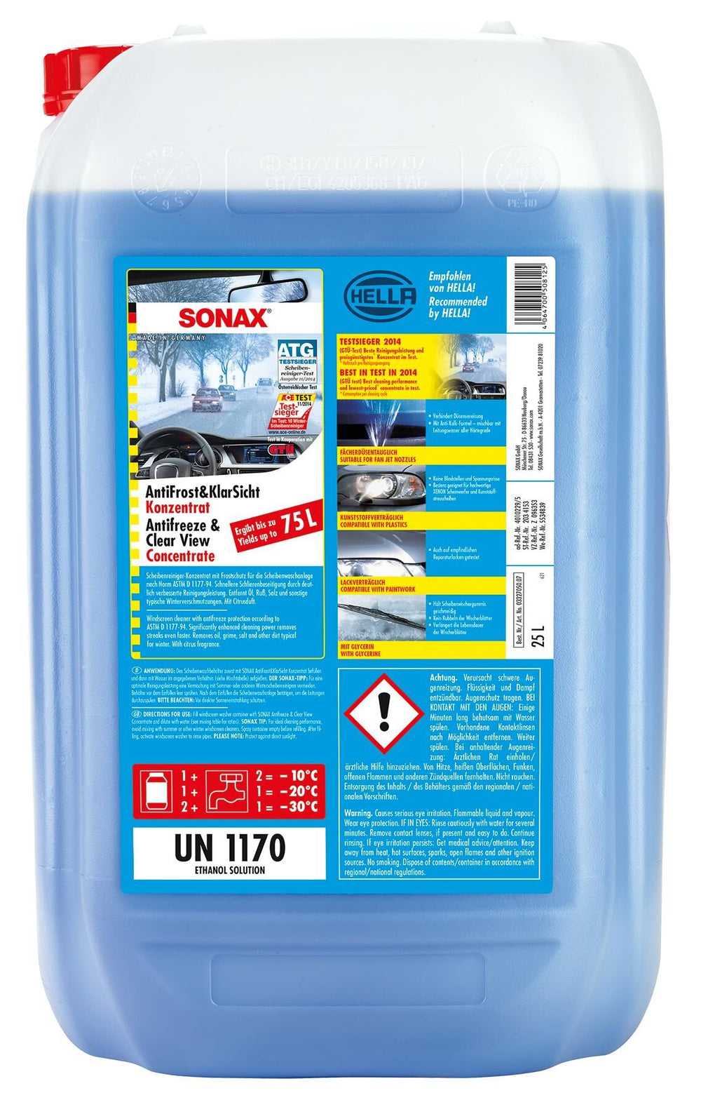 Sonax windscreen fluid anti-freeze antifrost klarsicht anti-rust+clear 25 l