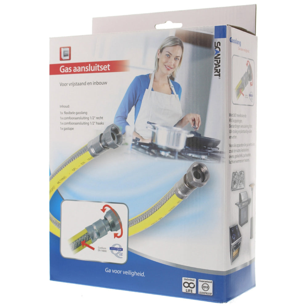 Juego de conexión de gas Scanpart acero inoxidable-flexible 125cm