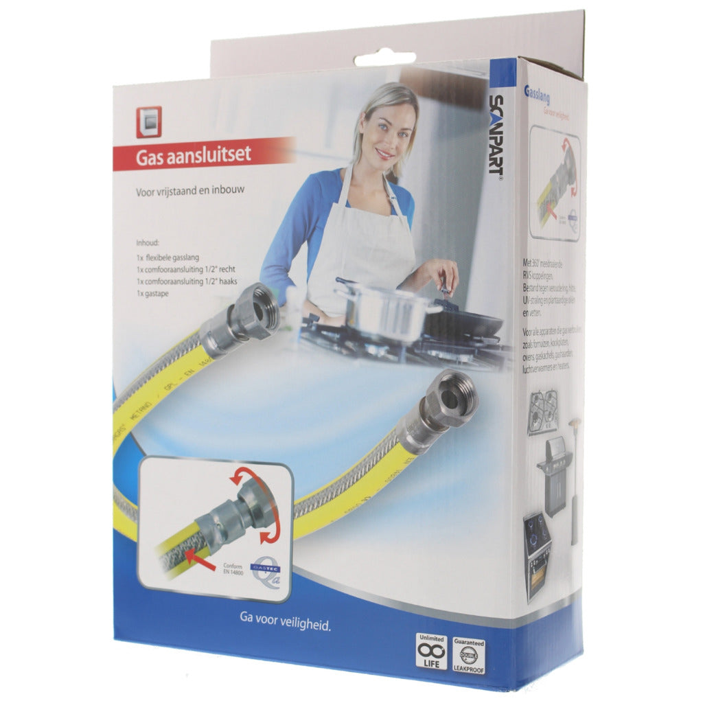 Juego de conexión de gas Scanpart acero inoxidable-flexible 125cm