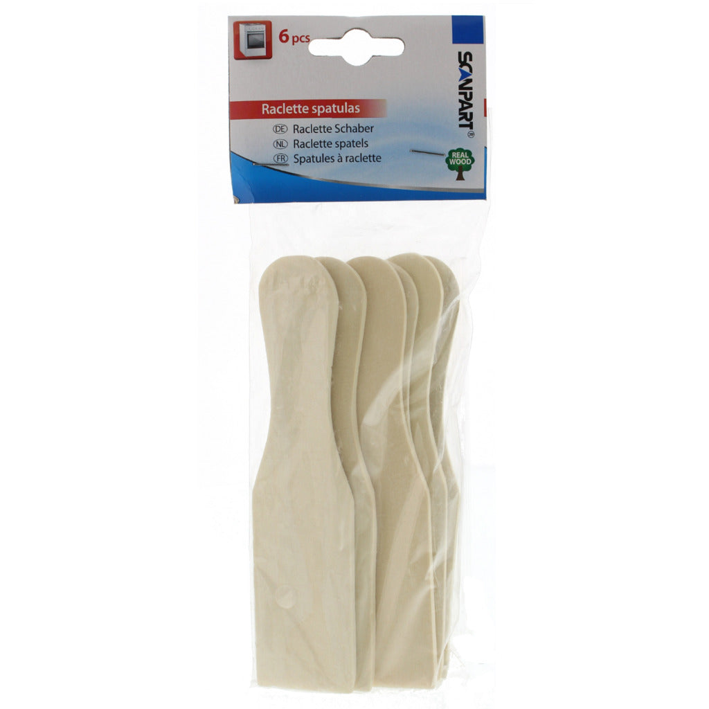 Scanpart wooden spatulas for raclette, 6 pieces