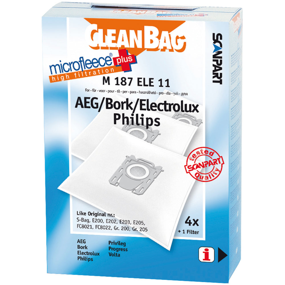 Scanpart m187ele11 microfleece+ s-bag dust bag 4 pieces