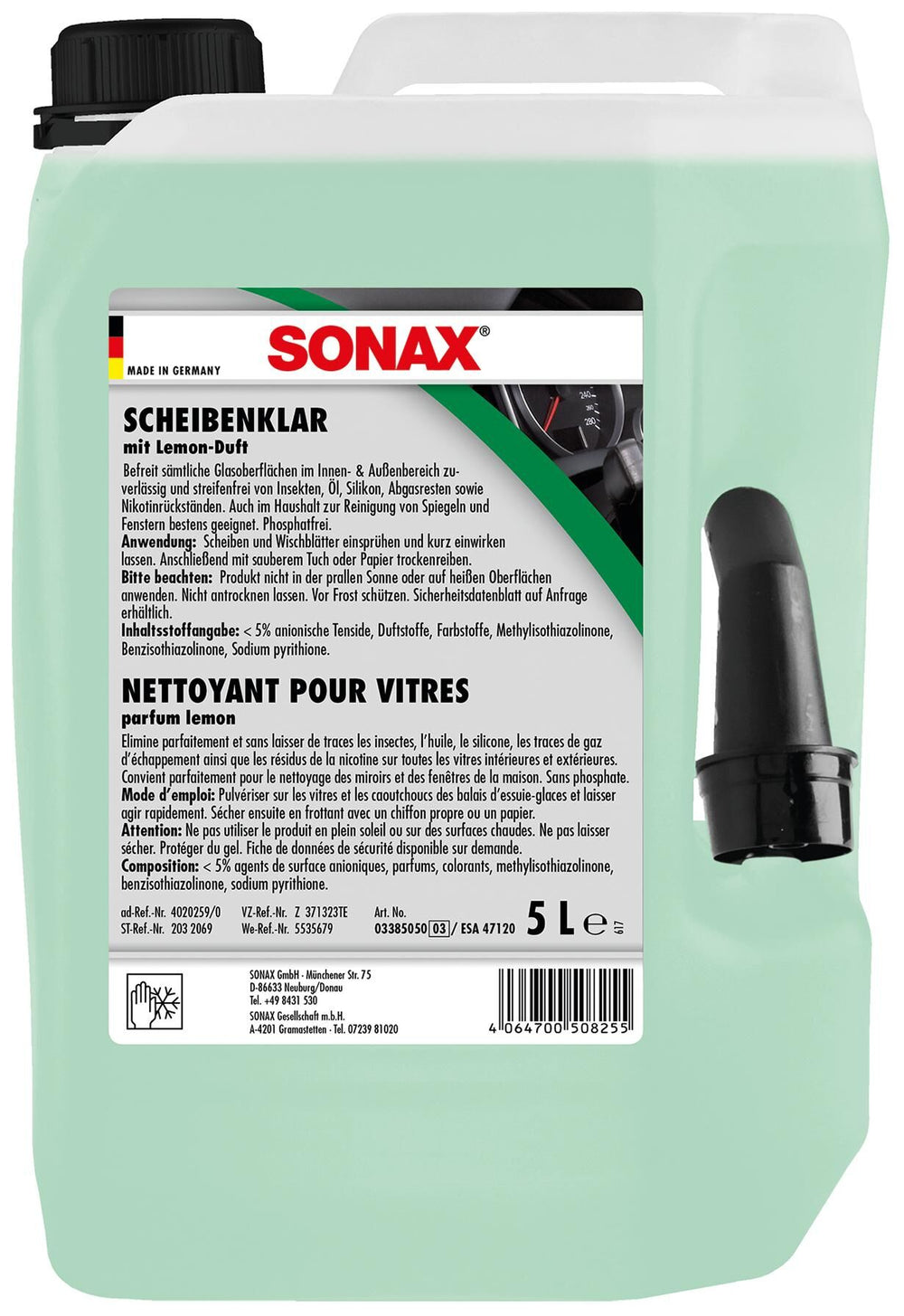 Sonax window cleaner scheibenklar car window clear 5 ltr. plastic canister