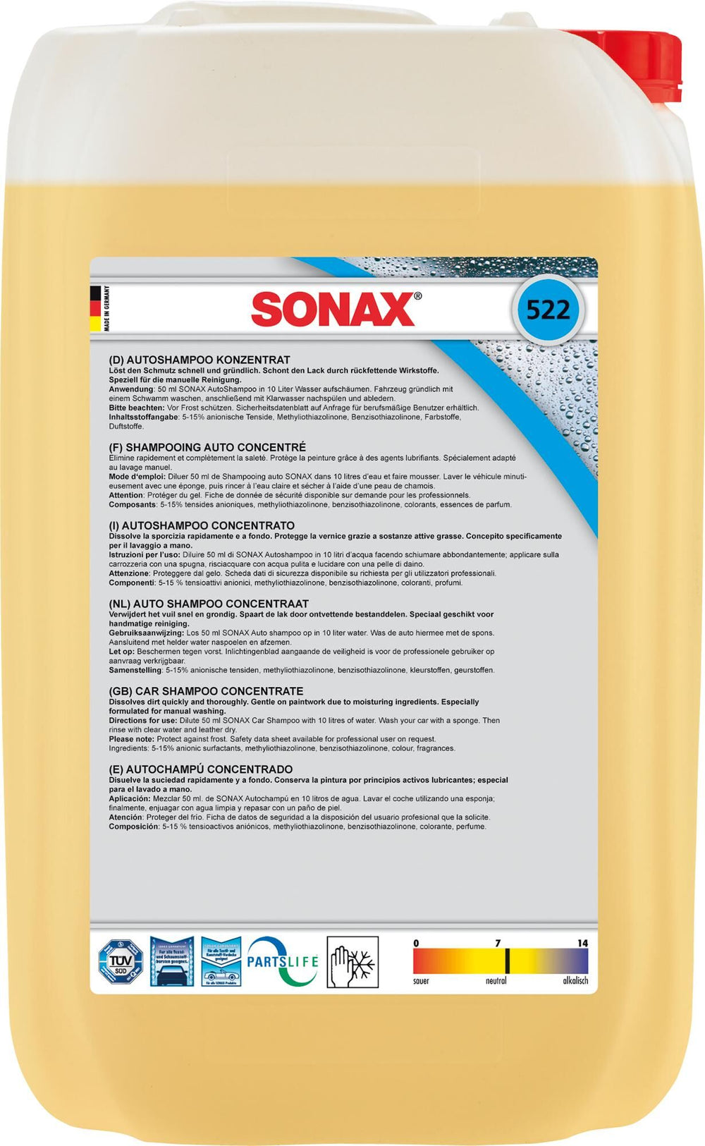 Sonax car shampoo car shampoos 25ltr plastic canister