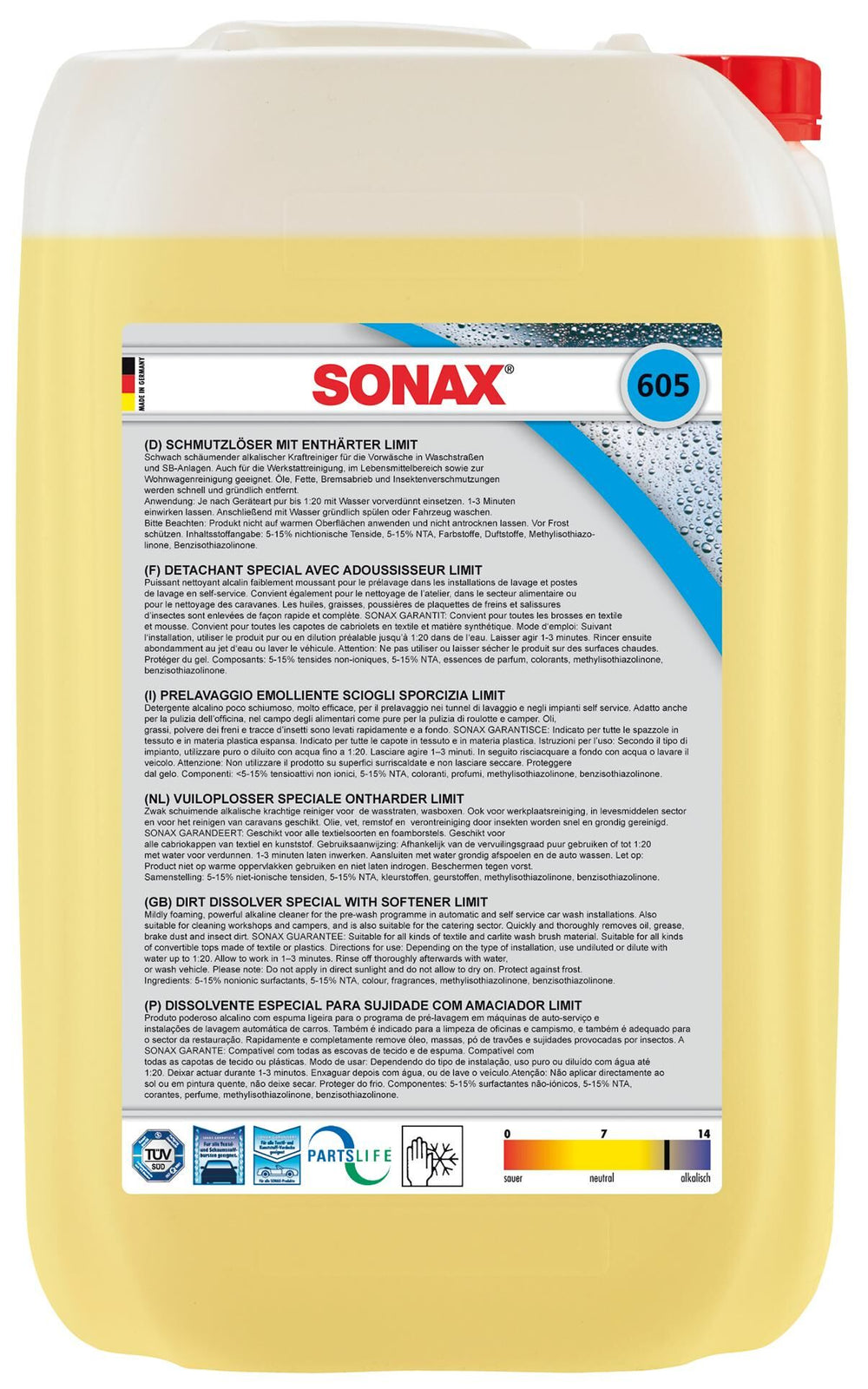 Sonax cleaner schmutzlöser with enthärter limit dirt loosener with enthaerte 25 ltr. can