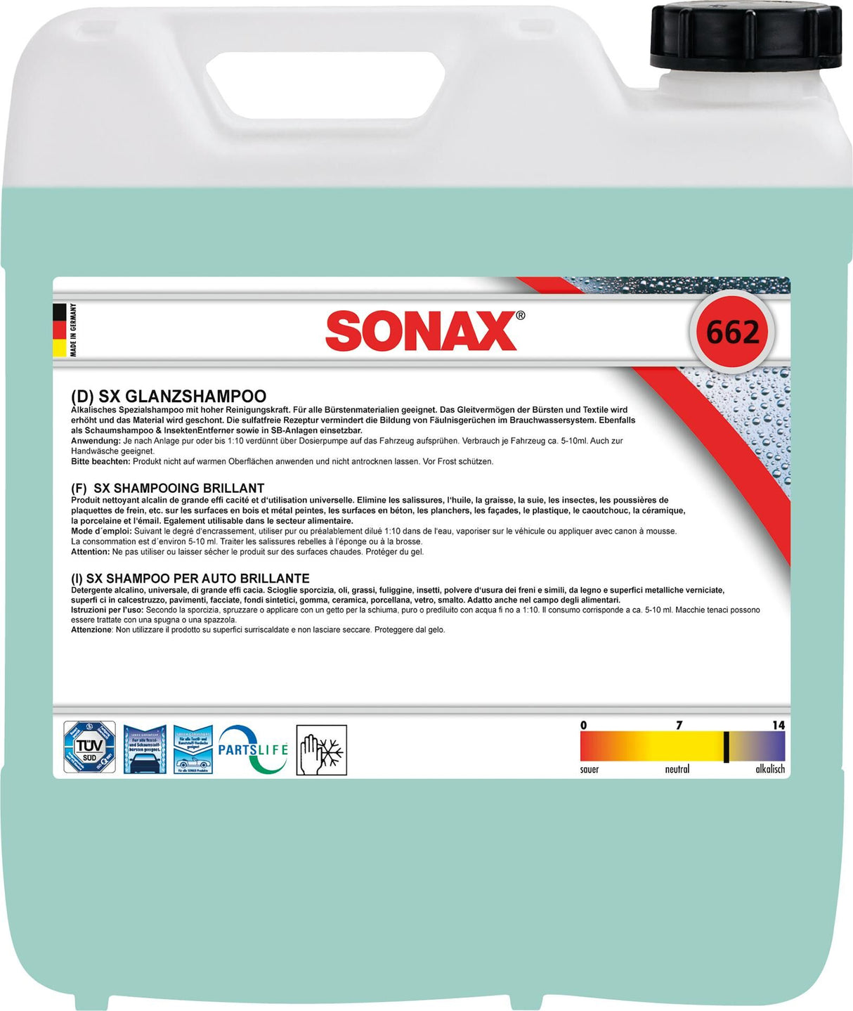 Sonax car shampoo gloss shampoo sx shine shampoo 10l