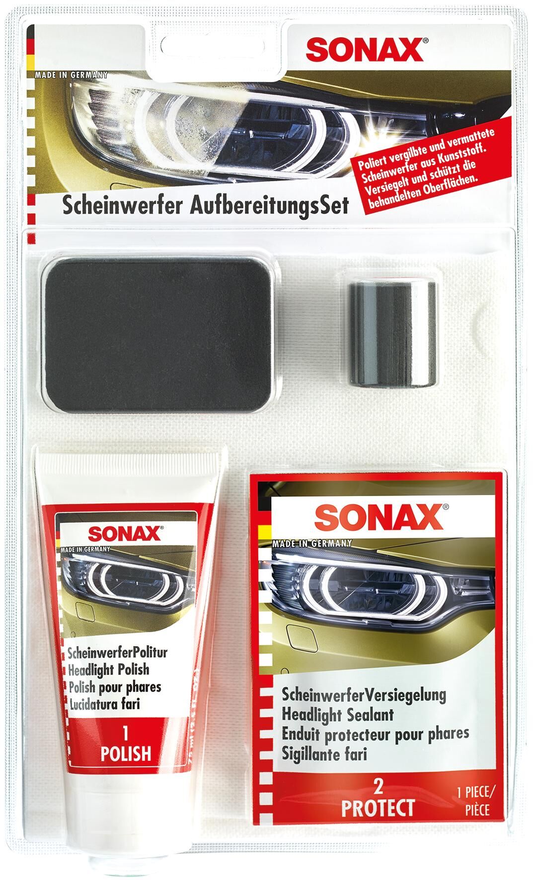 Sonax headlight treatment set headlight reconditioning.