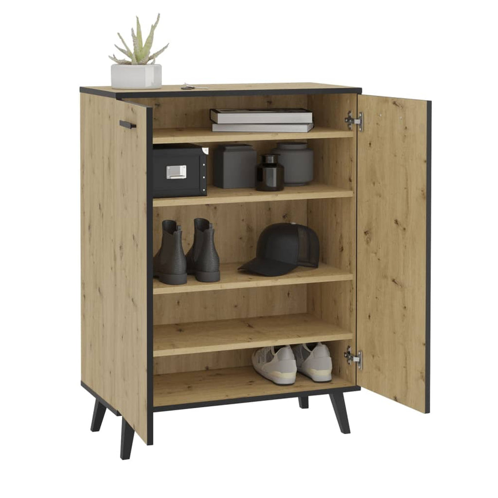 Armoire à chaussures FMD avec 5 compartiments 68,5x33x93,5 cm Chêne artisanal