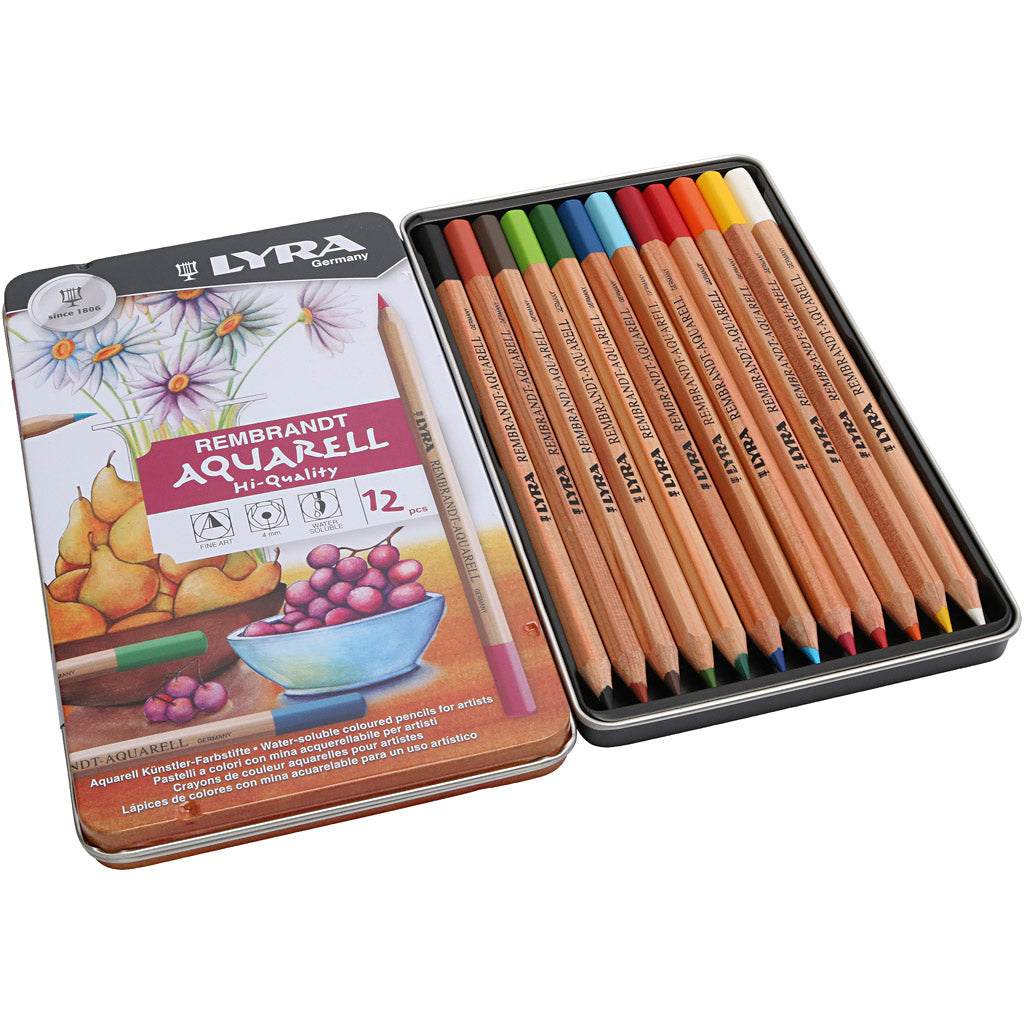 Lyra Rembrandt watercolor pencils, various colors, 12 pieces, 1 box