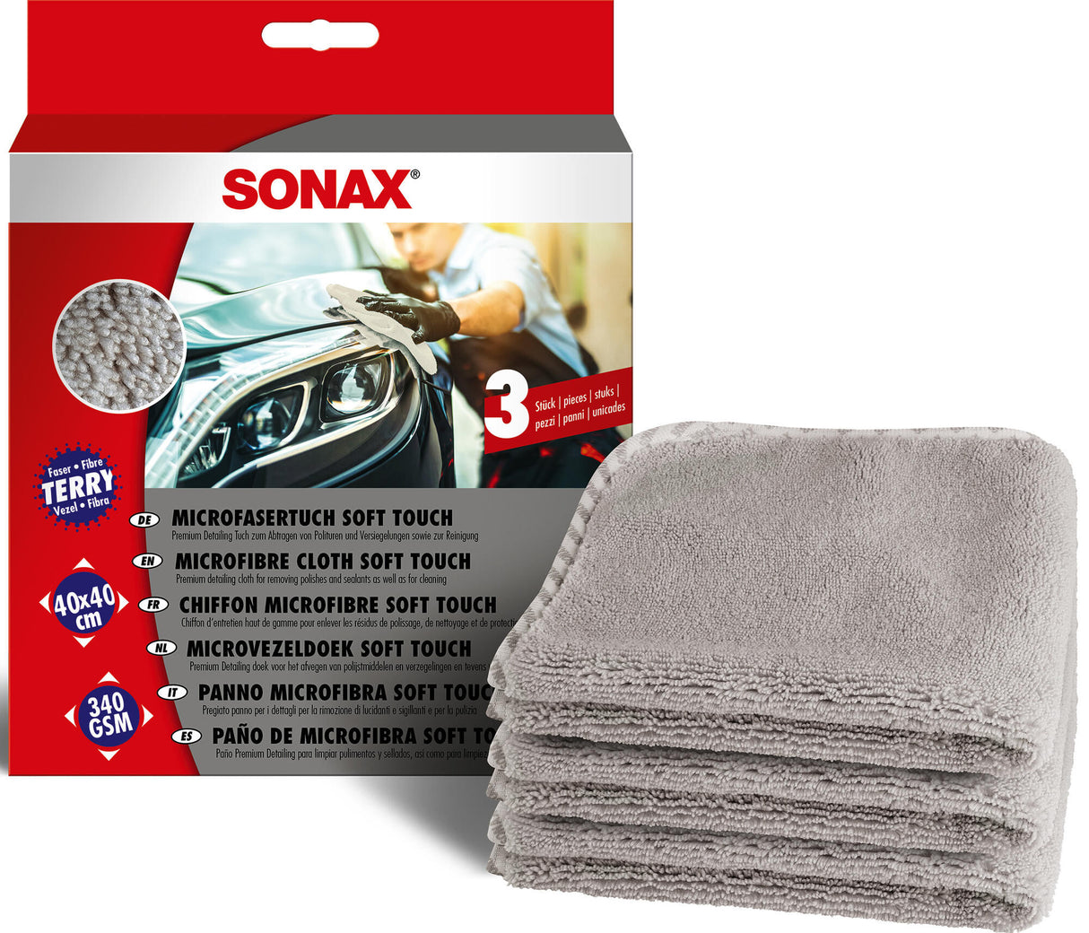 Sonax microfibre cloth soft touch microfibre cloth soft tou 3pcs.
