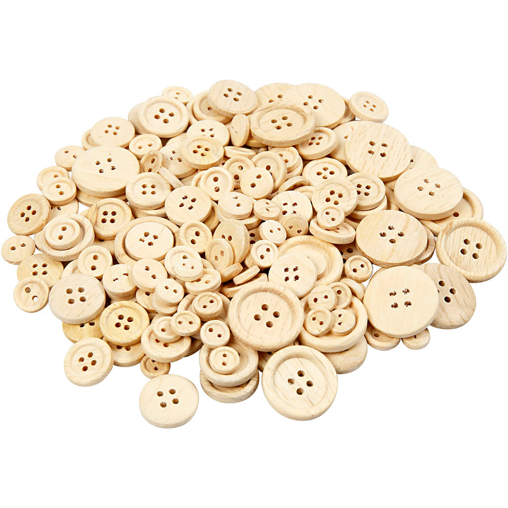 Creativ company wooden buttons, d 8+11+15+18+23 mm, 440 pieces 1 box