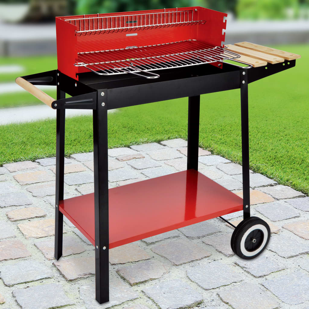 HI HI Barbecue cart charcoal 88x44x83 cm red