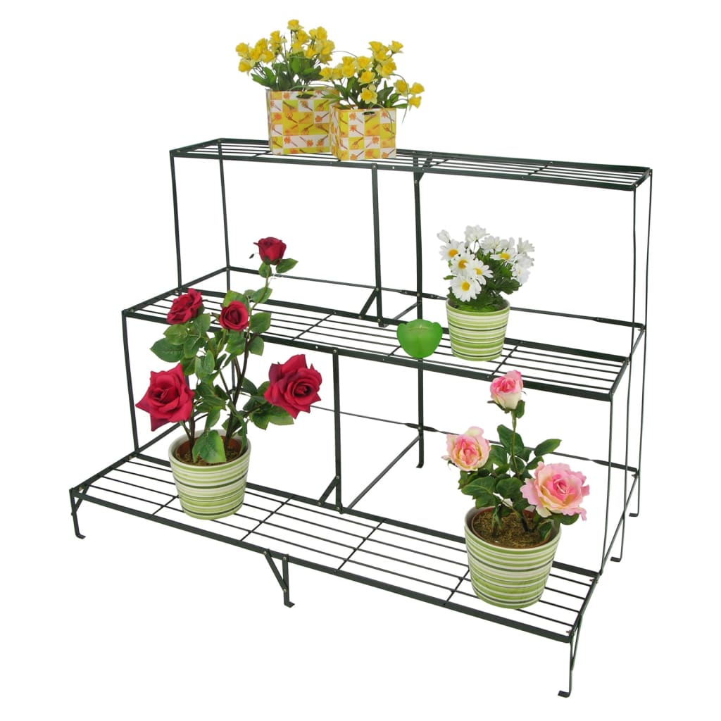 HI HI Flower rack 3-tier 100x60x75 cm metal black