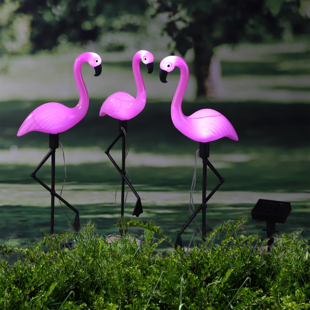 Živjo zemeljski zatiči 3 St Solar LED Flamingo
