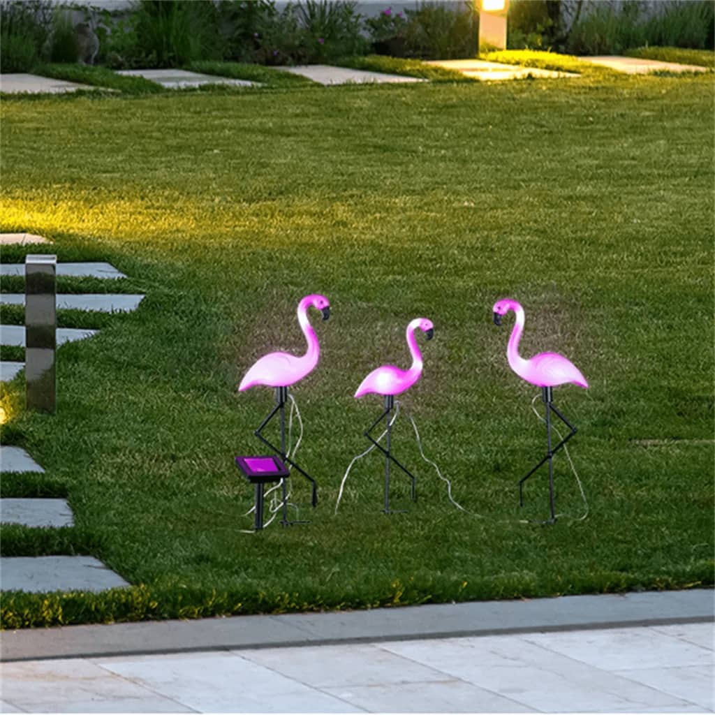 Živjo zemeljski zatiči 3 St Solar LED Flamingo