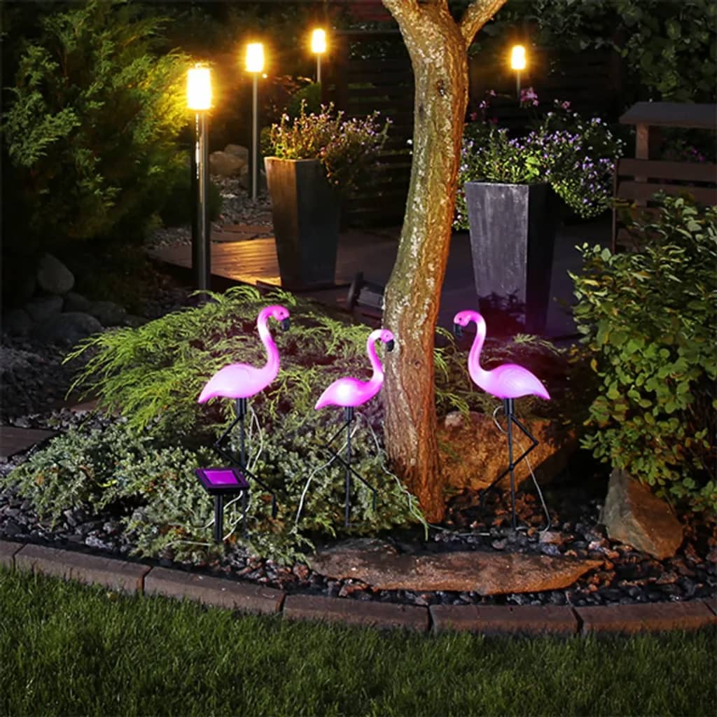 Živjo zemeljski zatiči 3 St Solar LED Flamingo