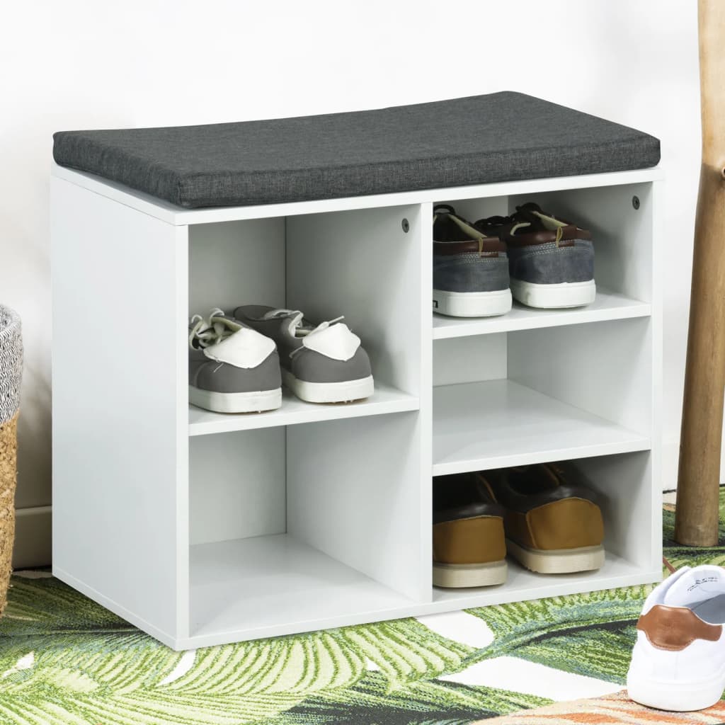 Scarpiera Hi con cuscino 51,5x29x48 cm bianca