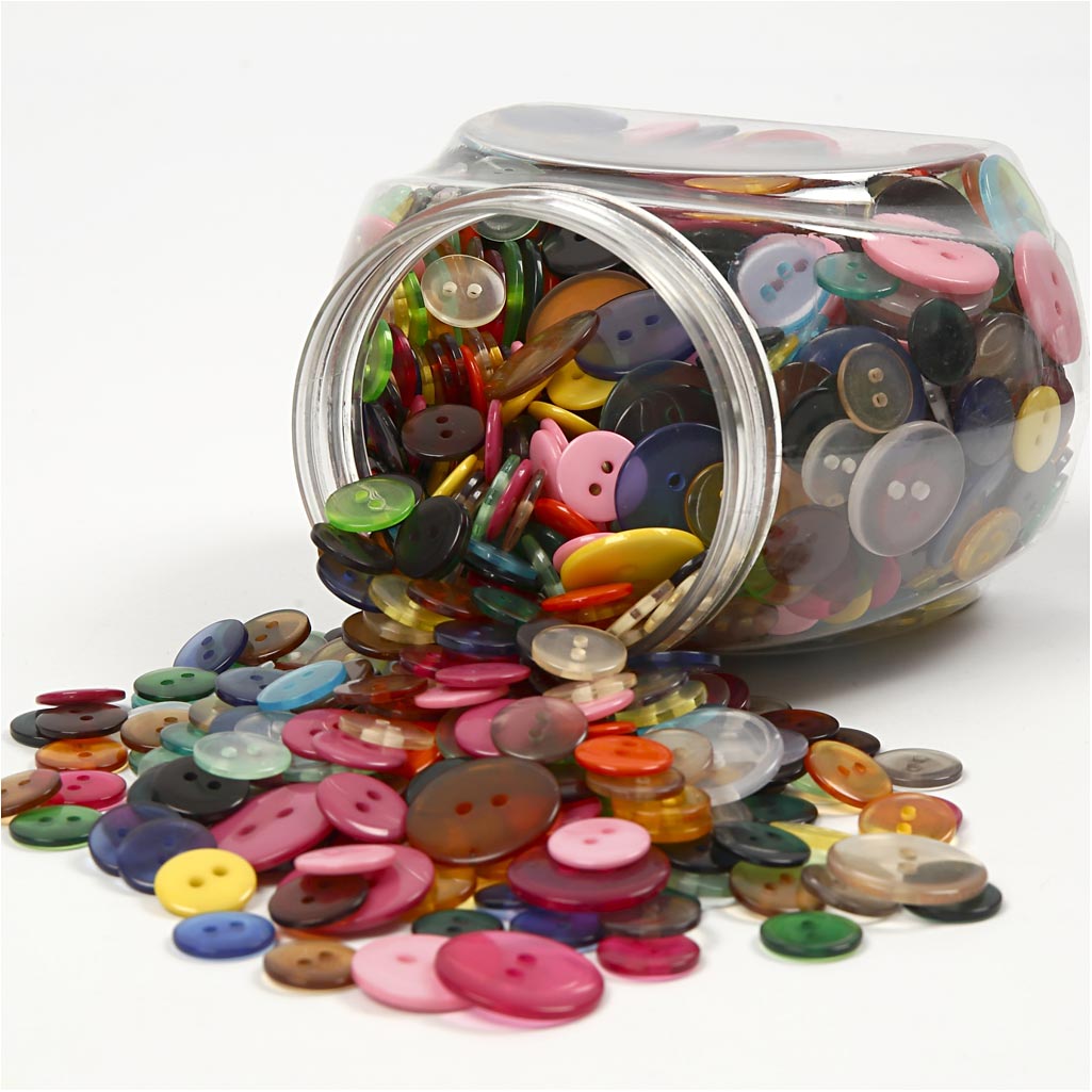 Creativ company buttons, d 12+18+20 mm, various colors, 800 pieces 1 box