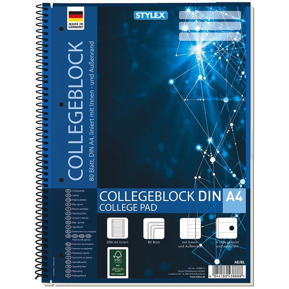 Bloc de notas Stylex a4 con líneas, 80 hojas