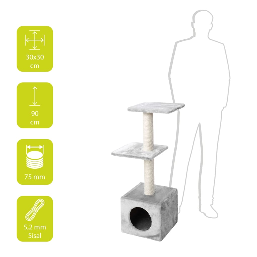 Ebi cat scratching post palazzo classic 30x30x90 cm gray
