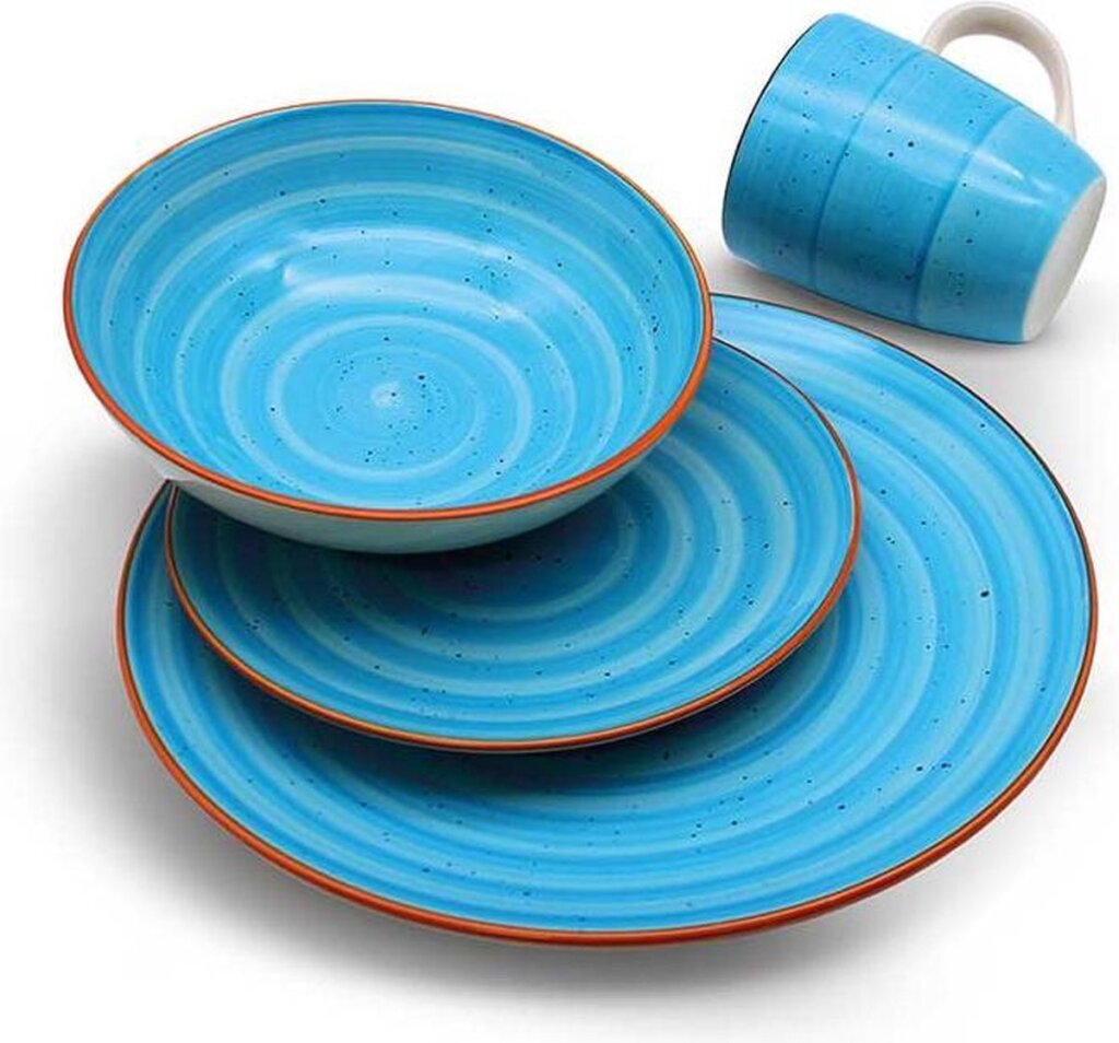 Michelino Service de table Michelino (bleu turquoise) 16 pièces pour 4 personnes